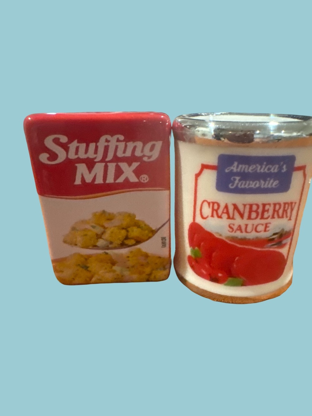 Stuffing Mix & Cranberry Sauce Novelty Salt and Pepper Shaker Set